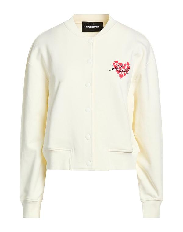 長い巻き毛 ラガーフェルド レディース アウター パーカー・スウェット KARLAGERFELD Ivory 象牙色