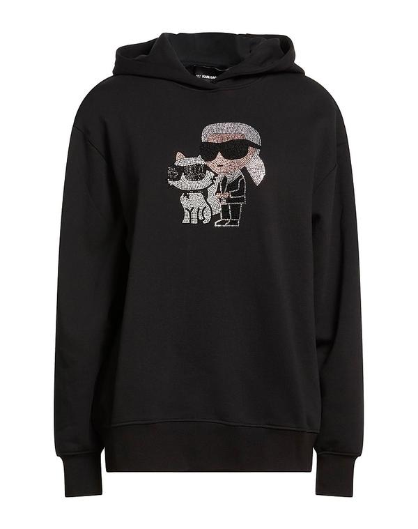 長い巻き毛 ラガーフェルド レディース アウター パーカー・スウェット KARLAGERFELD Black 黒いこと