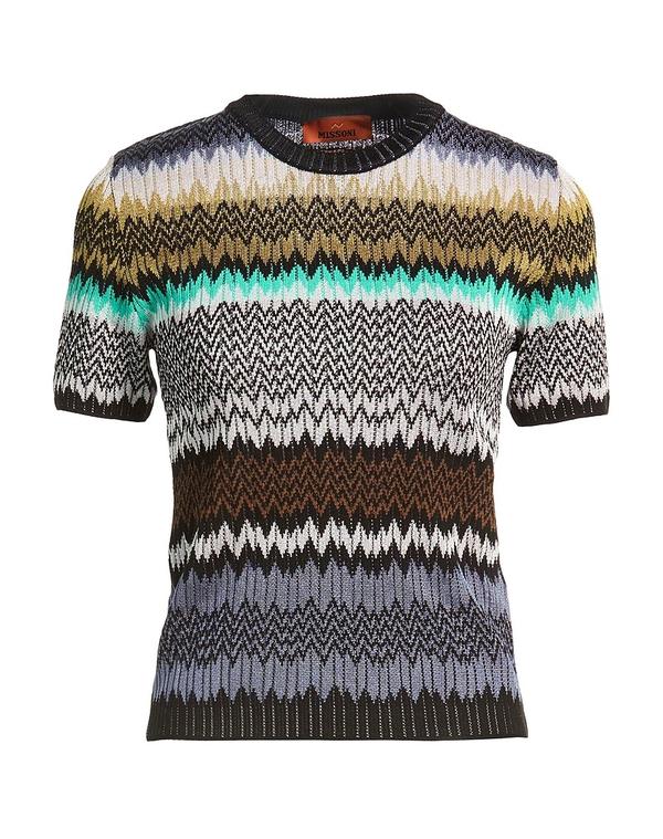 ミッソーニ レディース トップス ティーシャツ ティーシャツ MISSONI Blue Gray 薄墨色
