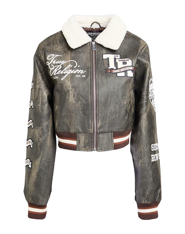 トゥルーレリジョン レディース アウター 上衣・上衣 ボンバージャケット TRUE RELIGION Dark Brown 赤銅色