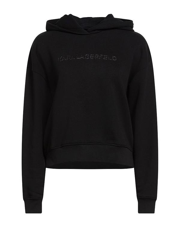 長い巻き毛 ラガーフェルド レディース アウター パーカー・スウェット KARLAGERFELD Black 黒いこと