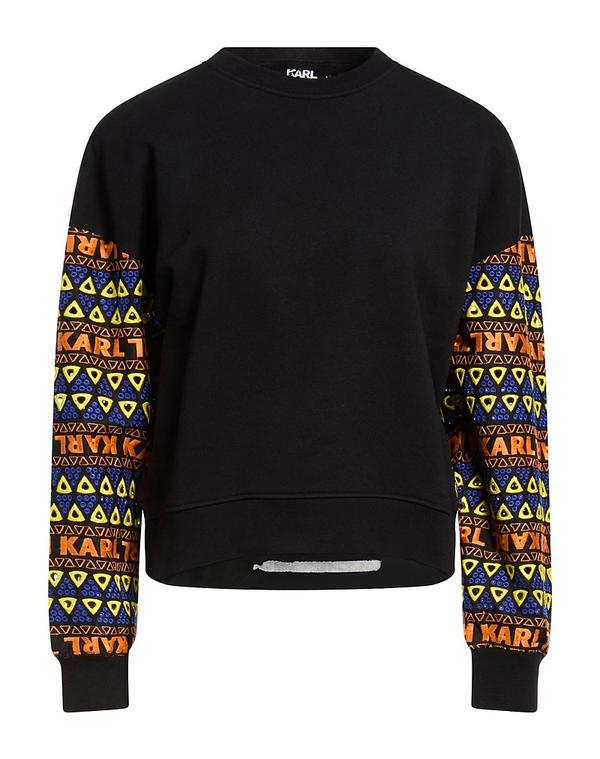 長い巻き毛 ラガーフェルド レディース アウター パーカー・スウェット KARLAGERFELD Black 黒いこと