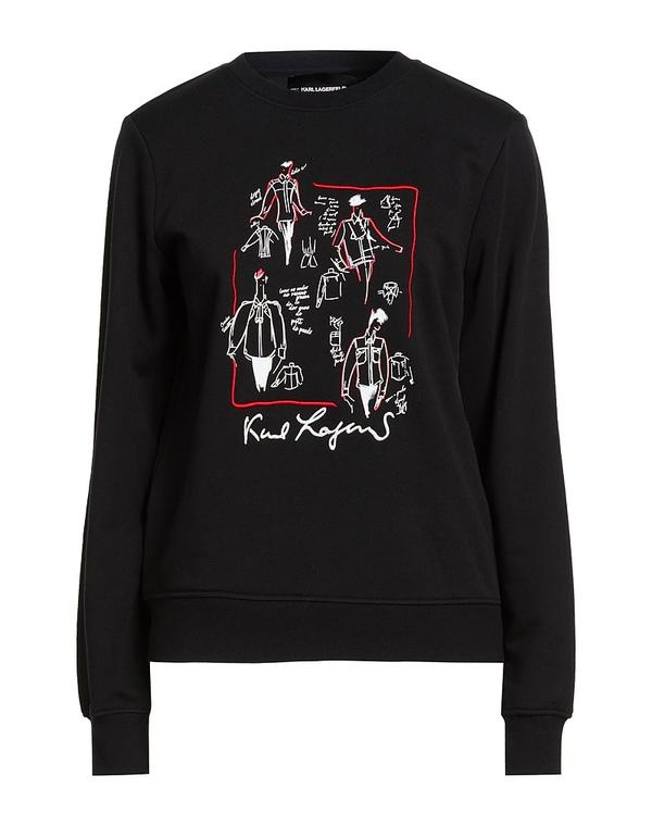 長い巻き毛 ラガーフェルド レディース アウター パーカー・スウェット KARLAGERFELD Black 黒いこと
