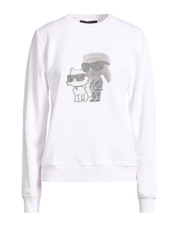 長い巻き毛 ラガーフェルド レディース アウター パーカー・スウェット KARLAGERFELD White 白いこと