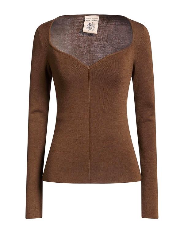セミクチュール レディース トップス プルオーバー ティーシャツ SEMICOUTURE Brown 赤銅色