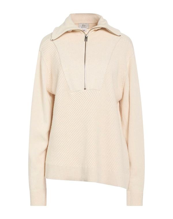 羊毛 分限者 レディース アウター ジレー チャック付き添い人編み物 WOOLRICH Off White 象牙色