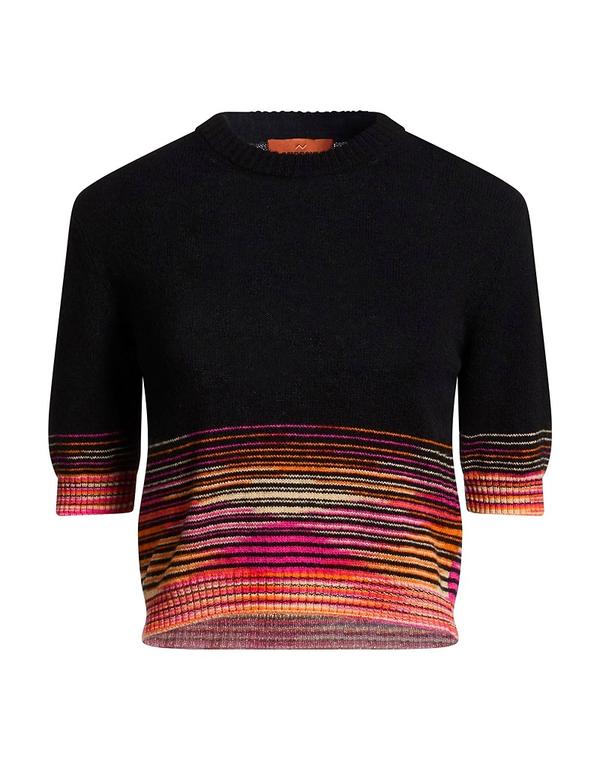 ミッソーニ レディース アウター ジレー カシミール編み物 MISSONI Black 黒いこと