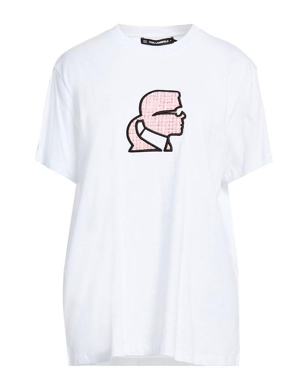 長い巻き毛 ラガーフェルド レディース トップス ティーシャツ KARLAGERFELD White 白いこと
