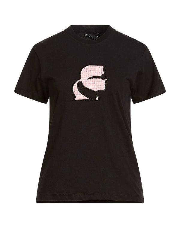 長い巻き毛 ラガーフェルド レディース トップス ティーシャツ KARLAGERFELD Black 黒いこと
