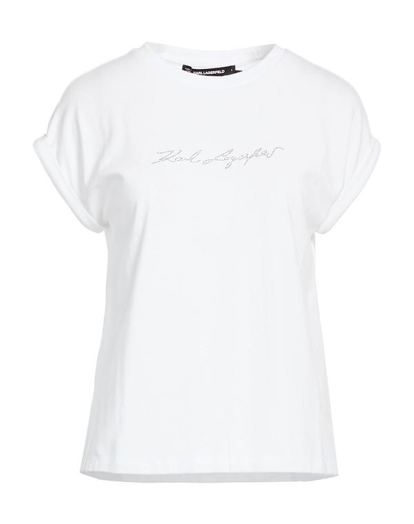 長い巻き毛 ラガーフェルド レディース トップス ティーシャツ KARLAGERFELD White 白いこと