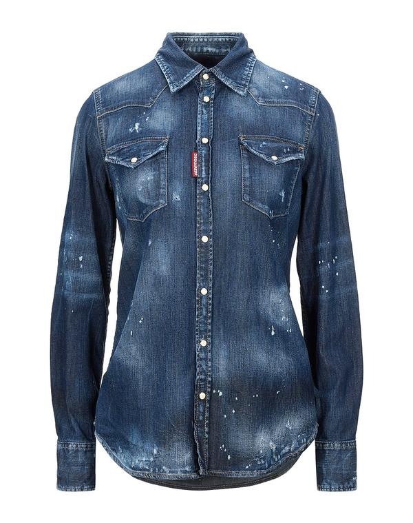 ディースクエアード レディース トップス デニムシャツ DSQUARED2 デニムシャツ Blue ブルー｜ReVida 店