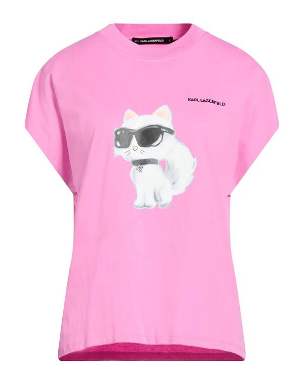 長い巻き毛 ラガーフェルド レディース トップス ティーシャツ KARLAGERFELD Pink さくら色