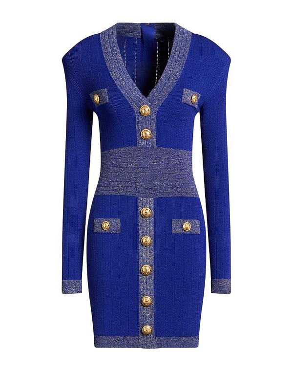 バルマン レディース トップス 衣裳 熱電子管御召しもの BALMAIN Bright Blue 青碧