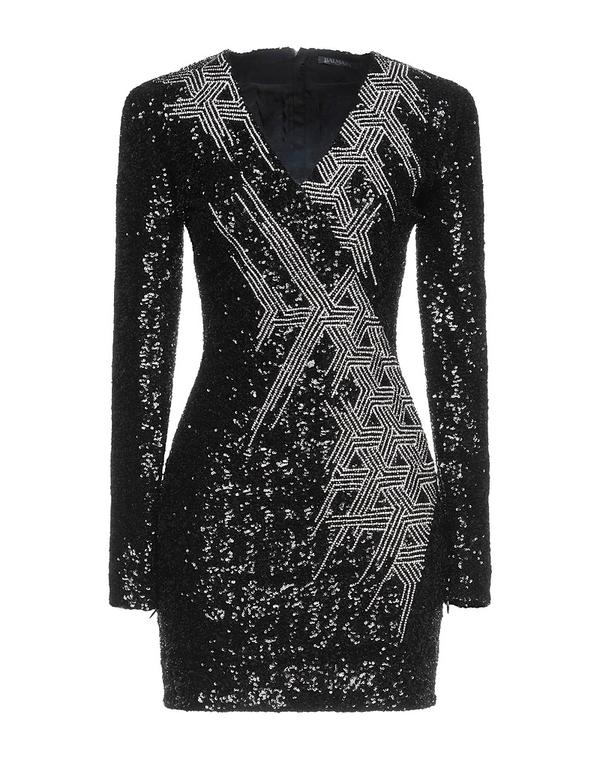 バルマン レディース ドレス BALMAIN スパンコールドレス Black ブラック