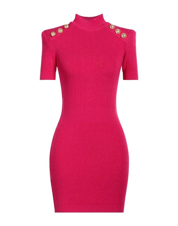 バルマン レディース お召しもの BALMAIN 熱電子管お召しもの Fuchsia フューシャ ワンピース-レディースファッション
