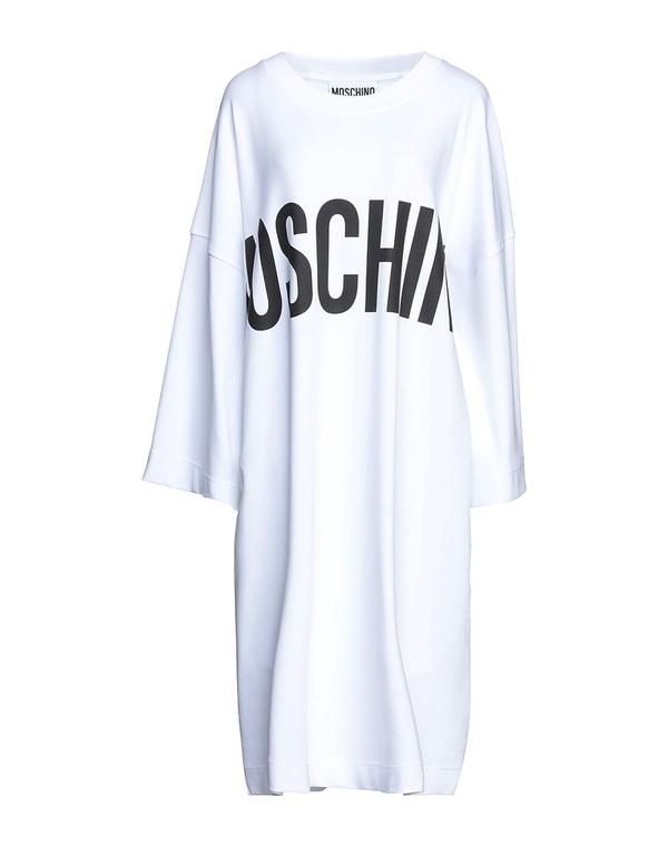 モスキーノ レディース ドレス ミディ丈ワンピース MOSCHINO ひざ丈ワンピース White ホワイト|ReVida 店