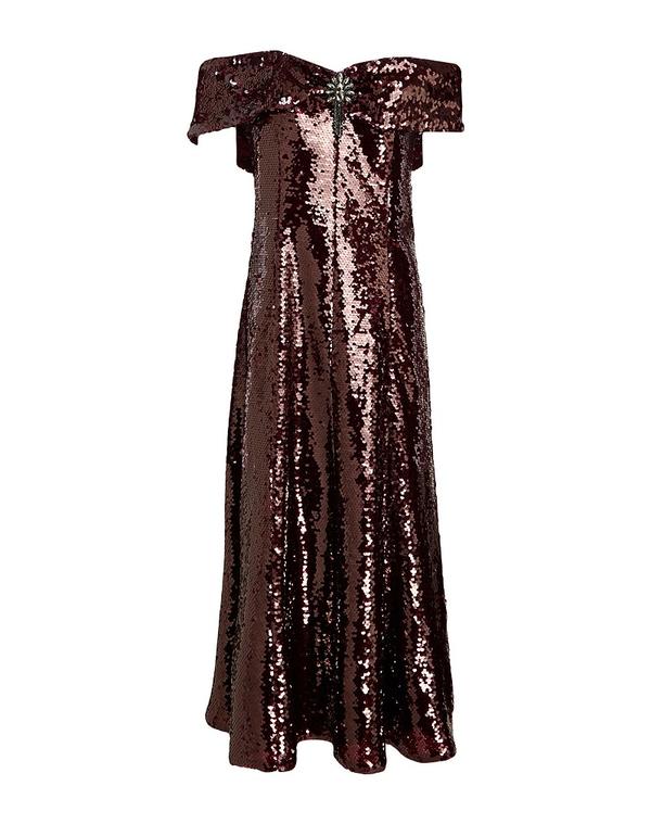 セルフ・ポートレイト レディース トップス ワンピースパンコールドレス SELF-PORTRAIT Dark Brown ブラウン|ReVida 店