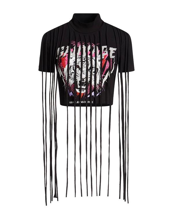 ヴェルサーチ レディース トップス Tシャツ VERSACE JEANS COUTURE Black ブラック｜ReVida 店