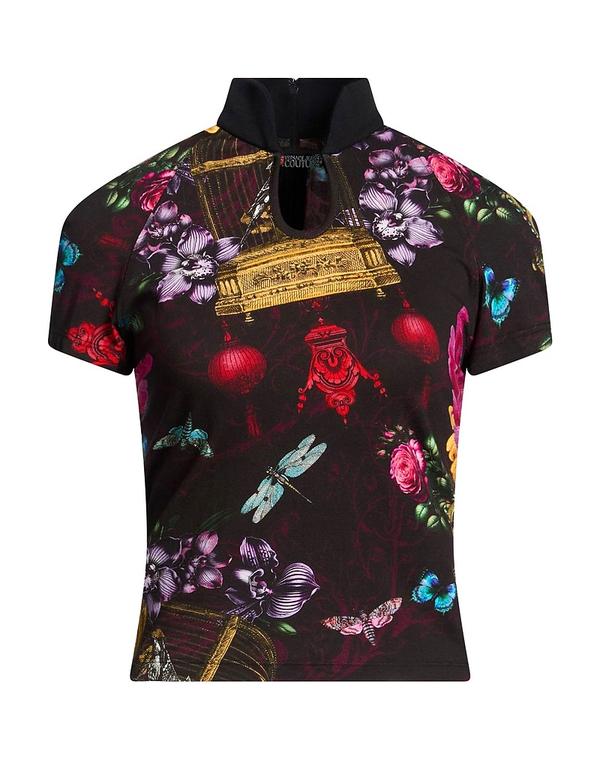 ヴェルサーチ レディース トップス Tシャツ VERSACE JEANS COUTURE Black ブラック｜ReVida 店