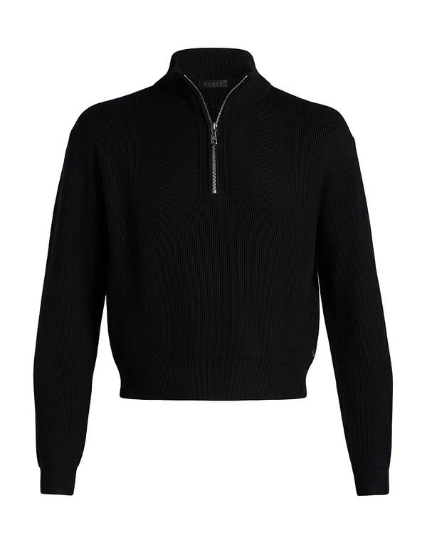ゲス レディース アウター カーディガン ファスナー付きニット GUESS Black ブラック｜ReVida 店