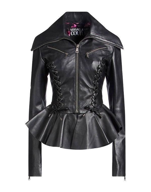 ヴェルサーチ レディース アウター ジャケット・ブルゾン バイカージャケット VERSACE JEANS COUTURE Black ブラック｜ReVida 店