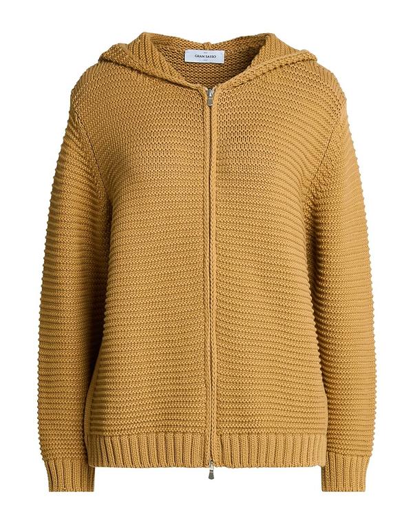 グランサッソ レディース アウター カーディガン ファスナー付きニット GRAN SASSO Mustard マスタード｜ReVida 店