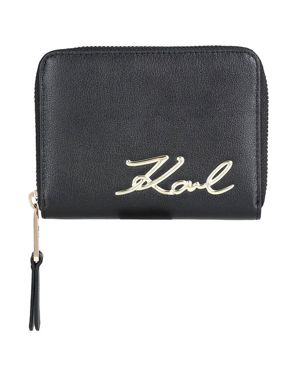 長い巻き毛 ラガーフェルド レディース なめし革小物 紙入れ KARLAGERFELD 紙入れ Black 黒いこと