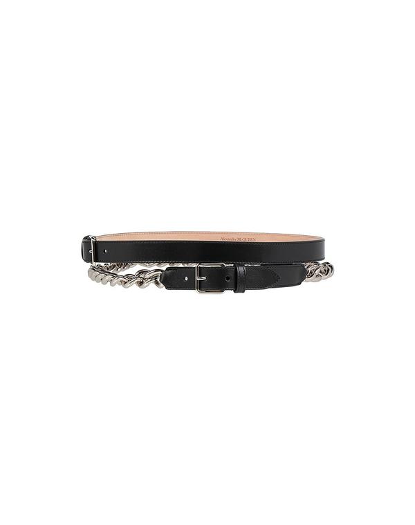 マックイーン レディース なめし革小物 三尺帯 MCQUEEN 三尺帯 Black 黒いこと