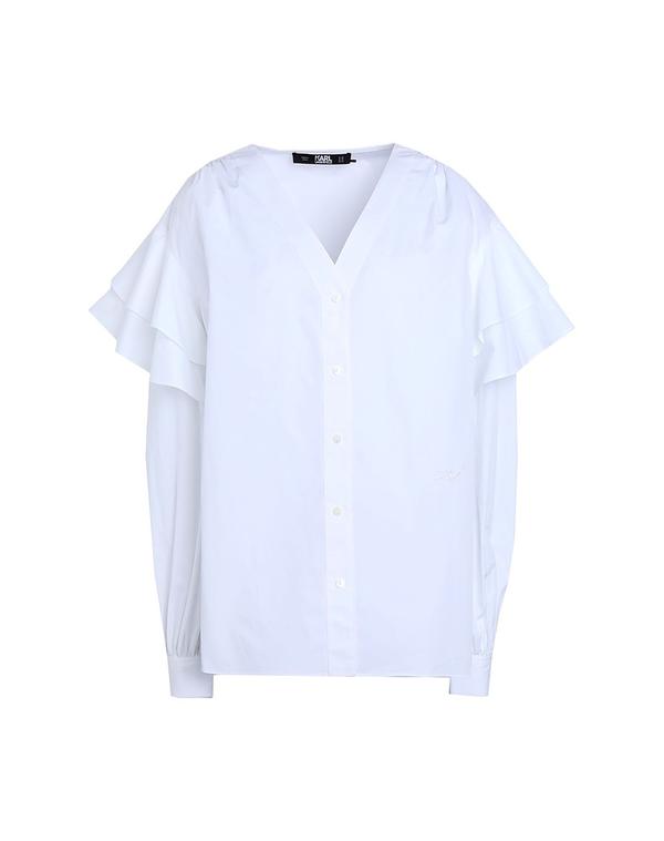 カール ラガーフェルド レディース トップス シャツ KARLAGERFELD 無地シャツ＆ブラウス White ホワイト
