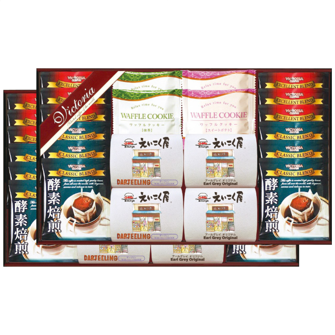 20%ポイントUP/ビクトリアコーヒー ビクトリア珈琲 ドリップコーヒー&紅茶・ワッフルクッキーセット VEM-80/北海道、離島はお届け出来ません。|レインボーやまむら