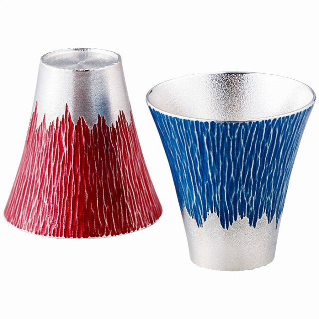 15%尖んがりUP●／錫製富士山タンプラー180ml(小)青朱有りの実