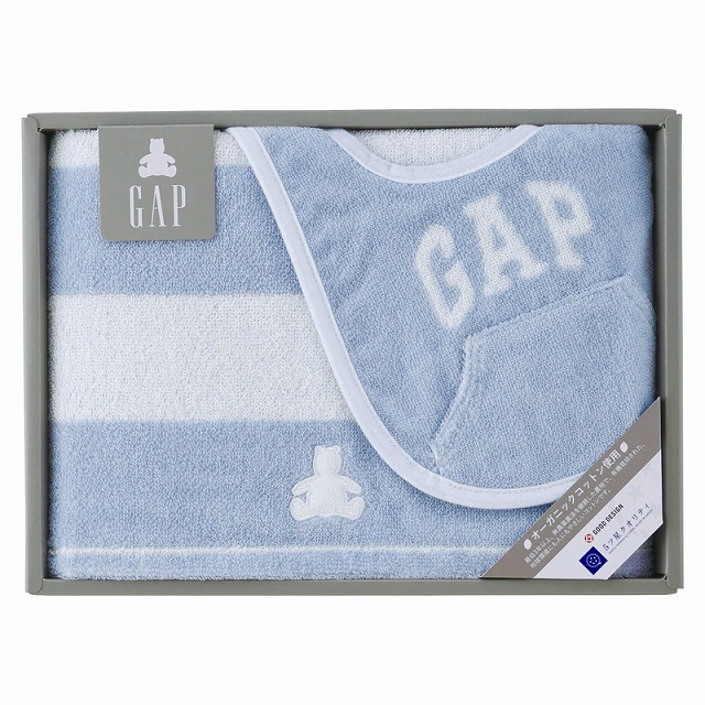 10%ポイントUP／●baby GAP／ボーダーベア／ミニバスタオル&スタイ●カラー／ブルー