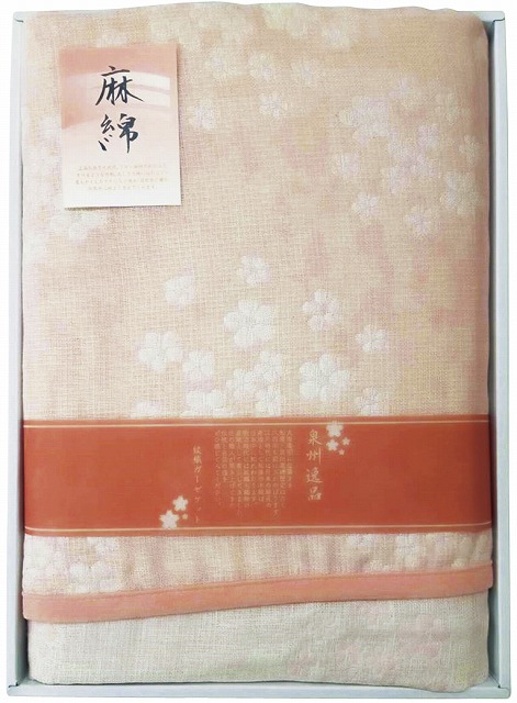 20%ポイントUP／泉州逸品●／麻混五重織ガーゼケット