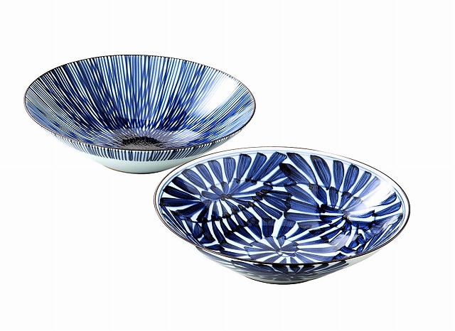 20%ポイントUP／波佐見焼●／古染紋 手描き多用鉢ペア