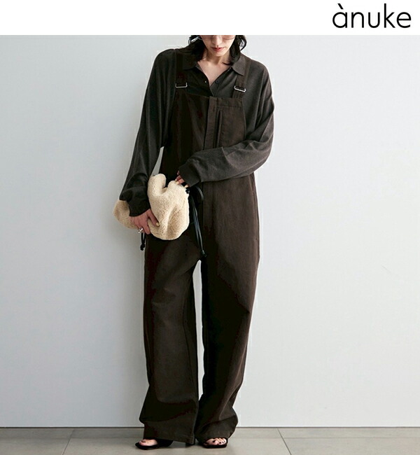 【予約商品】anuke アンヌーク Cotton Wide Salopette 62620304 8月中～9月中入荷予定 後払い決済利用不可 2026Prefall 2026秋冬 新作 キャンセル返品不可