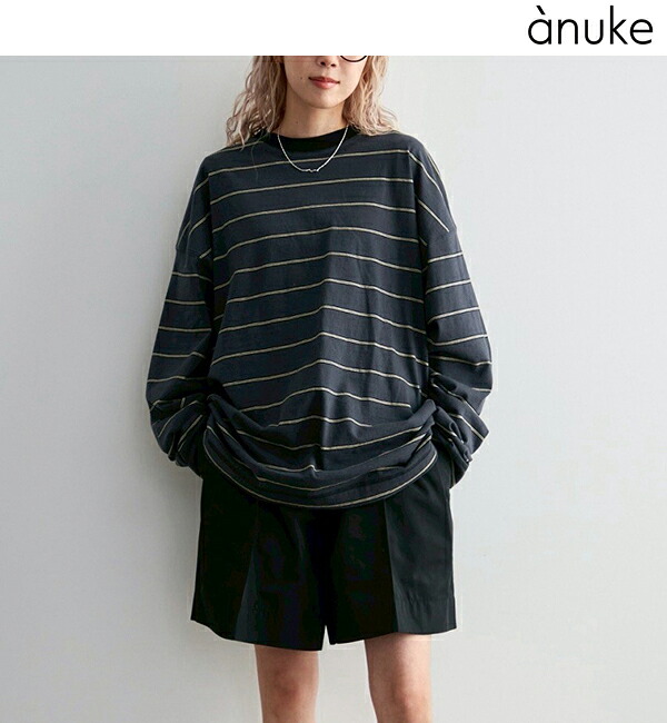 【予約商品】anuke アンヌーク Border Loose Long T-shirts 62620620 8月末～9月末入荷予定 後払い決済利用不可 2026Prefall 2026秋冬 新作 キャンセル返品不可