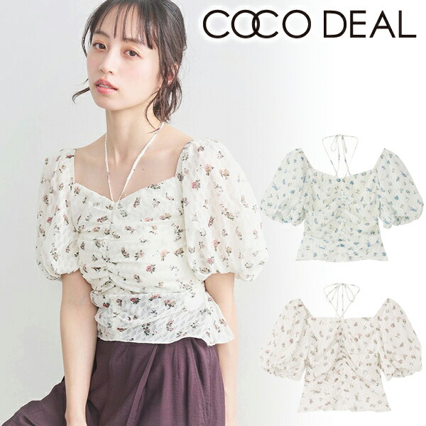 【予約商品】COCODEAL ココディール フラワープリントギャザーブラウス 76218394 4月末～5月末入荷予定 後払い決済利用不可 26SS 2026春夏 新作 キャンセル返品不可