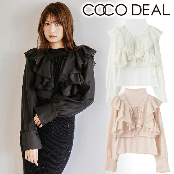 cocodeal リボンタイ付きドレープカットソー SALE30%OFF】COCODEAL ココディール リボンタイ付きドレープ