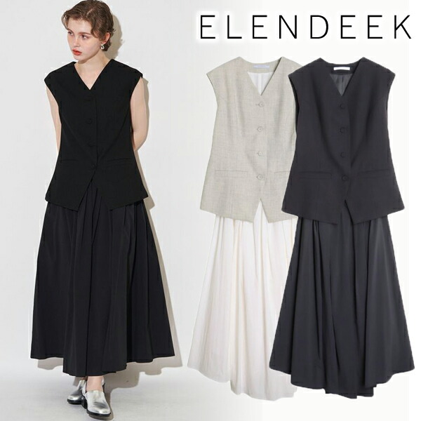 【百貨店SALE60%OFF+WエントリーでP4倍】【週末も即日送りとどける】ELENDEEK エレンディーク  GILET COMBINATION OP ジレコンビネーションワンピース 512540310201  25FW 2025秋冬 新作 とり止める返品不可