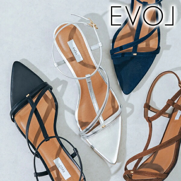 【継続期間押さえる10%OFF】【即日送りとどける】EVOL イーボル  ポインテッド4珊ヒールストラップサンダル JA5895   26SS 2026春夏 新作 とり止める返品不可