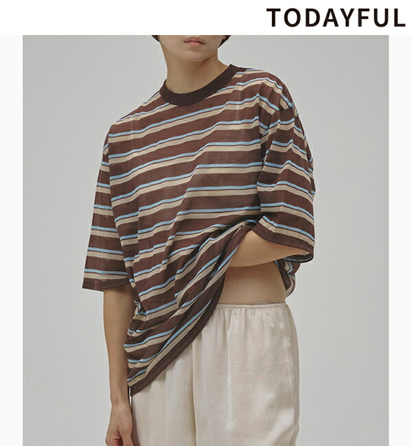 【取って置く商いもの】TODAYFUL トゥデイフル  Sheer Border T-shirt 12610629 7月上～8月上入荷予定を組む ネコポス貨物輸送無料 後ばらい決済当て嵌める不可 2026Prefall 2026秋冬 新作 とり止める返品不可