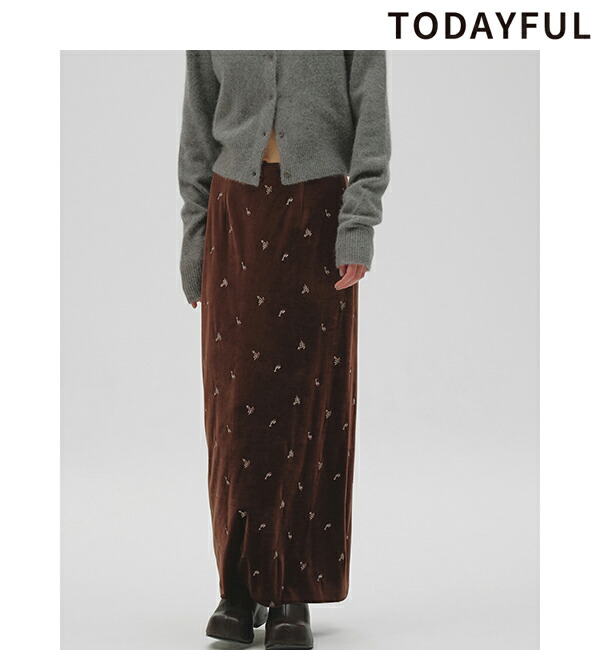 【取って置く商いもの】TODAYFUL トゥデイフル  Petit Flower Velour Skirt 12620807 10月中～11月中入荷予定を組む 後ばらい決済当て嵌める不可 2026winter 2026冬 新作 とり止める返品不可