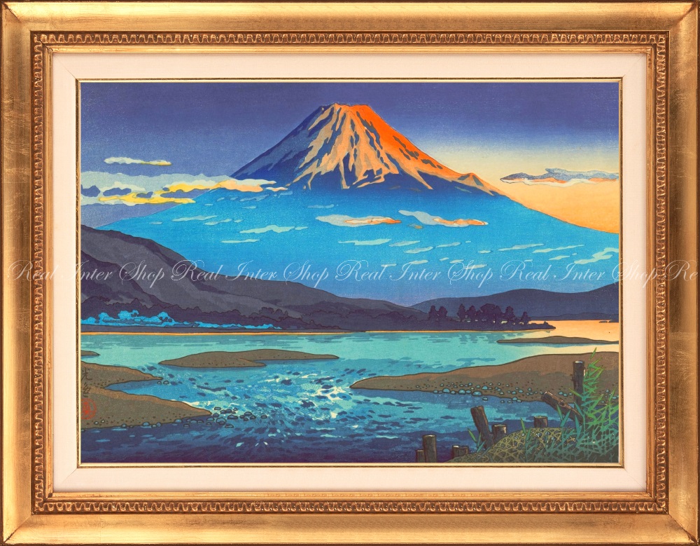 絵画風 壁紙ポスター (はがせるシール式) 富士山 風光礼讃 土屋光逸 1939年 【額縁印刷／トリックアート】 キャラクロ FJS-020SGH1 (750mm×585mm) ＜日本製＞ ウォールステッカー お風呂ポスター