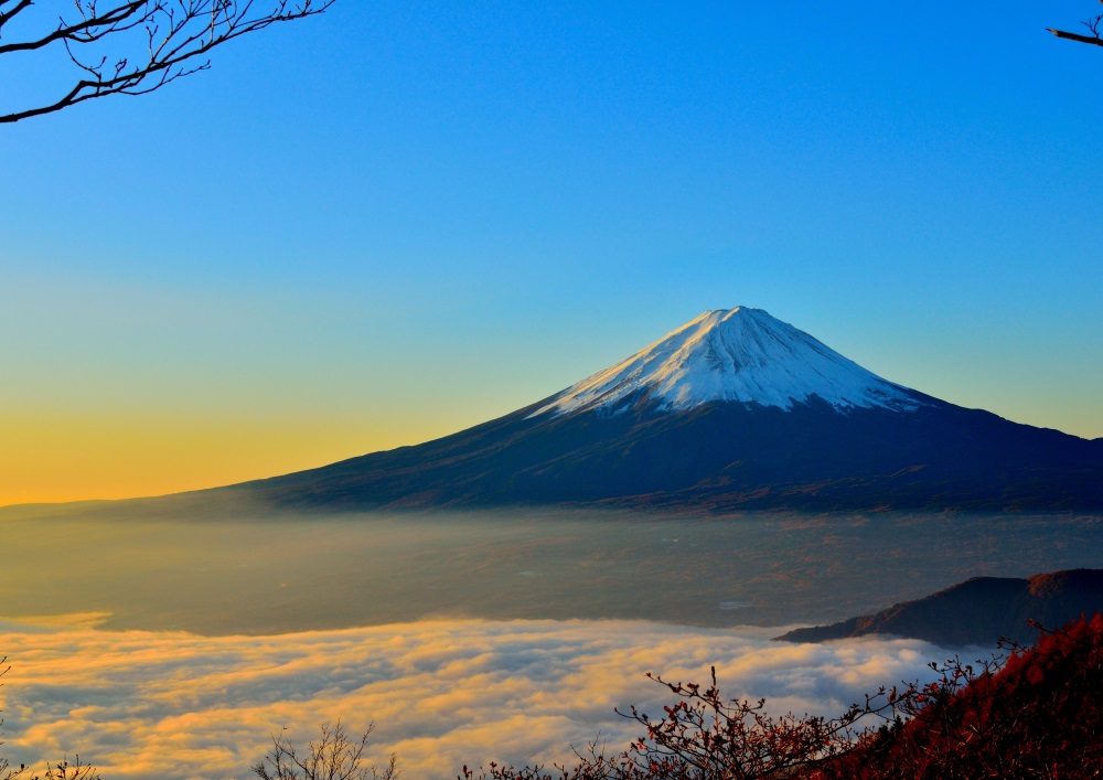 楽天市場 絵画風 壁紙ポスター はがせるシール式 天晴れの富士山