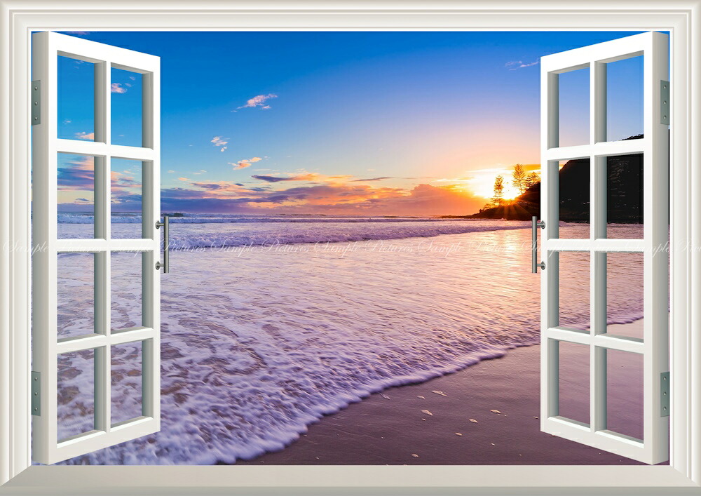 【楽天市場】絵画風 壁紙ポスター (はがせるシール式) 窓の景色 ゴールドコーストの夕陽 サンセット ビーチ オーストラリア 海 【窓仕様