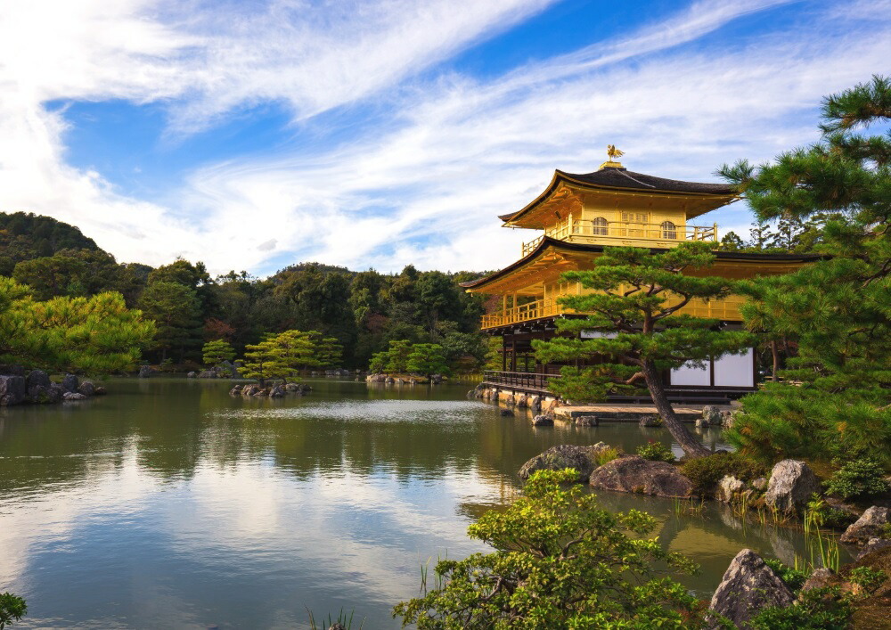 絵画風 壁紙ポスター (はがせるシール式) 金閣寺 鏡湖池 京都 キャラクロ KKJ-005A1 (A1版 830mm×585mm) ＜日本製＞ ウォールステッカー お風呂ポスター