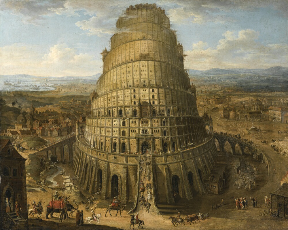 絵画風 壁紙ポスター (はがせるシール式) 【フルサイズ版】 バベルの塔 THE TOWER OF BABEL 17世紀 キャラクロ K-BBL-007S1 (732mm×585mm) ＜日本製＞ ウォールステッカー お風呂ポスター