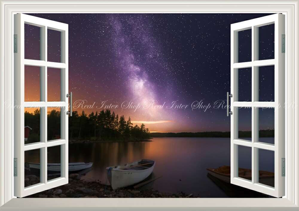 Wall Paper Weatherability Paint Interior For Scenery Milky Way Milky Way Norway Shore Boat Milky Way Fixed Star Heavenly Bodies Galaxy Mystery