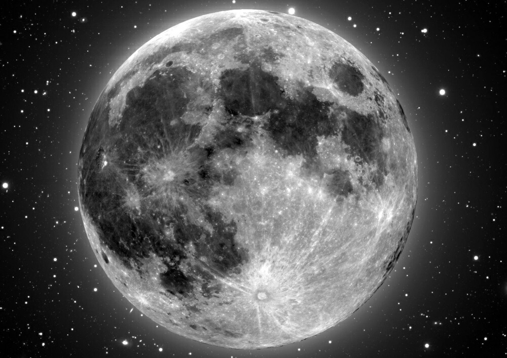 絵画風 壁紙ポスター (はがせるシール式) 月 Moon ムーン 地球の衛星 太陰 ルーナ スーパームーン 太陽系 天体 宇宙 キャラクロ MON-035A1 (A1版 830mm×585mm) ＜日本製＞ ウォールステッカー お風呂ポスター