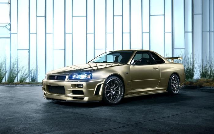 日産 スカイライン GT-R R34 SpecV 壁紙ポスター 006W2 : 絵画風 壁紙ポスター （はがせるシール式） 日産 スカイライン GT-R R34 カスタム チューニング キャラクロ  NR34-008W1 （ワイド版 921mm×576mm） 建築用壁紙＋耐候性塗料 ＜日本製＞ ウォールステッカー お風呂ポスター : ホーム＆キッチン
